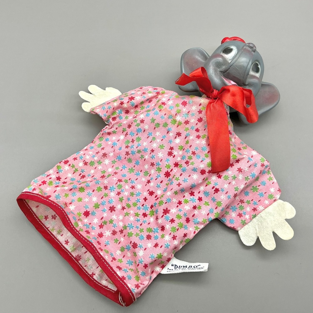 Vintage 1960s Disney Dumbo Flying Elephant Gund Hand Puppet Floral 10"